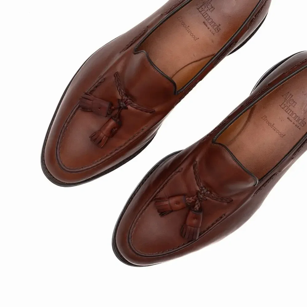 $495 Allen Edmonds Brookwood Brown Leather Tassel Loafers — US 10 EEE